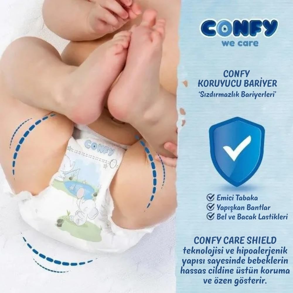 Confy Premium Maxi Bebek Bezi 4 Numara | 7-14 kg | 48 Adet | Ekonomik Paket