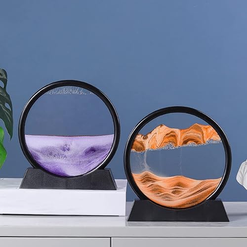 Miniatura 13 de Decoración de imagen artística de arena en movimiento, adornos redondos 3D dinámicos de paisaje de arena, panel de arena que fluye, temporizador