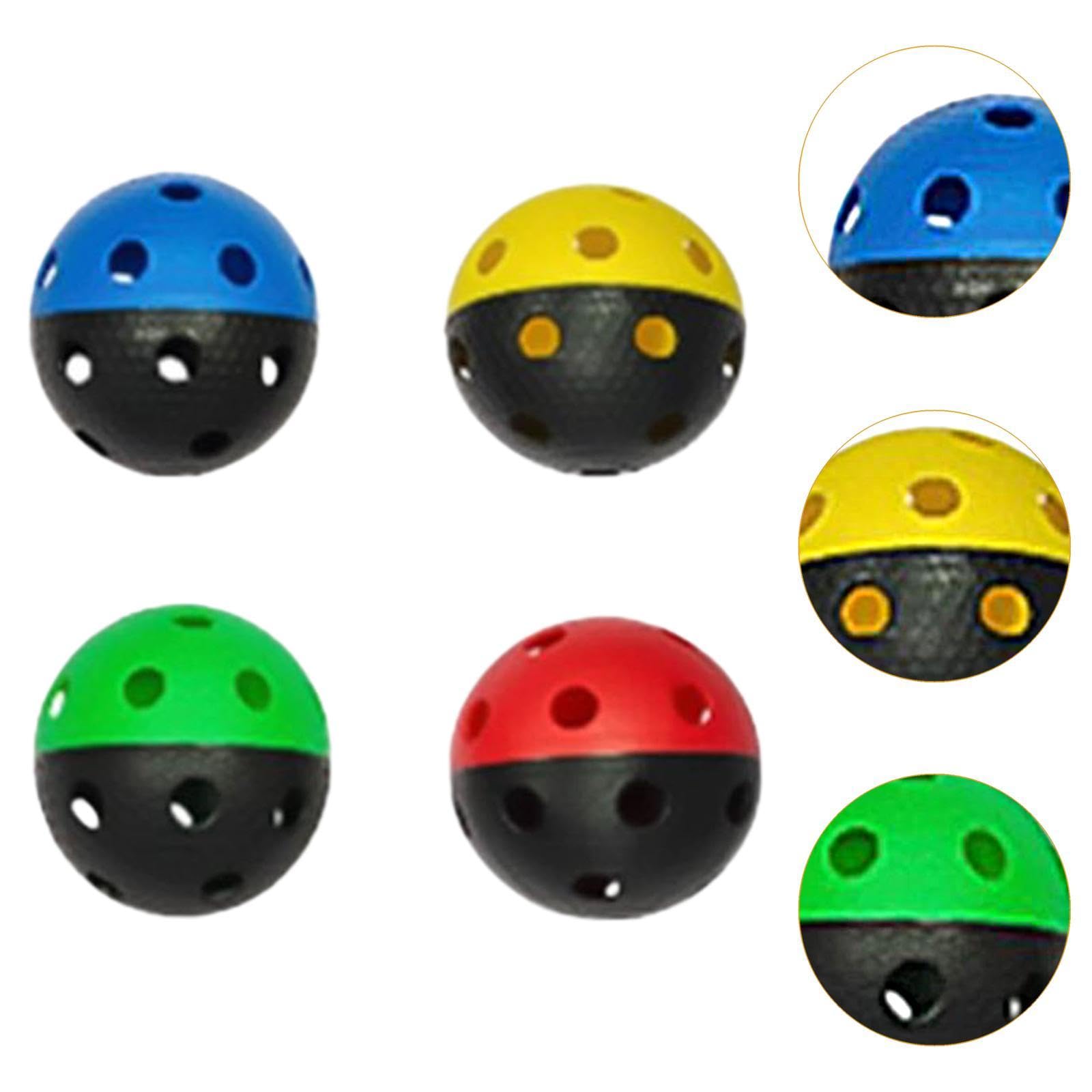 Lot de 4 Balles de Floorball de Compétition, Portables et de Remplacement pour Unihockey, pour La Pratique Sportive en Salle de Sport et L'entraîn, Fond Noir 4 Couleurs