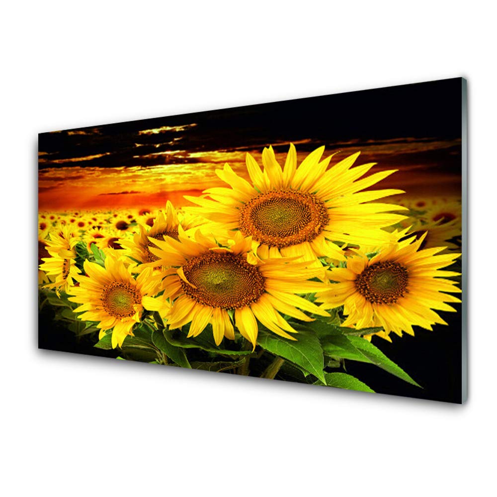 Tableau Verre Trempé Tournesols Tulup 100x50cm Résistant et Lumineux