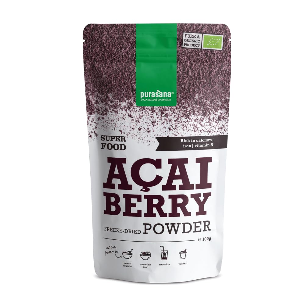 Purasana® Poudre de Baies d’Açaï Bio - Complément Alimentaire Superaliment, Riche en Antioxydants, Renforce l'Immunité, 100% Vegan & Sans Gluten, 100g