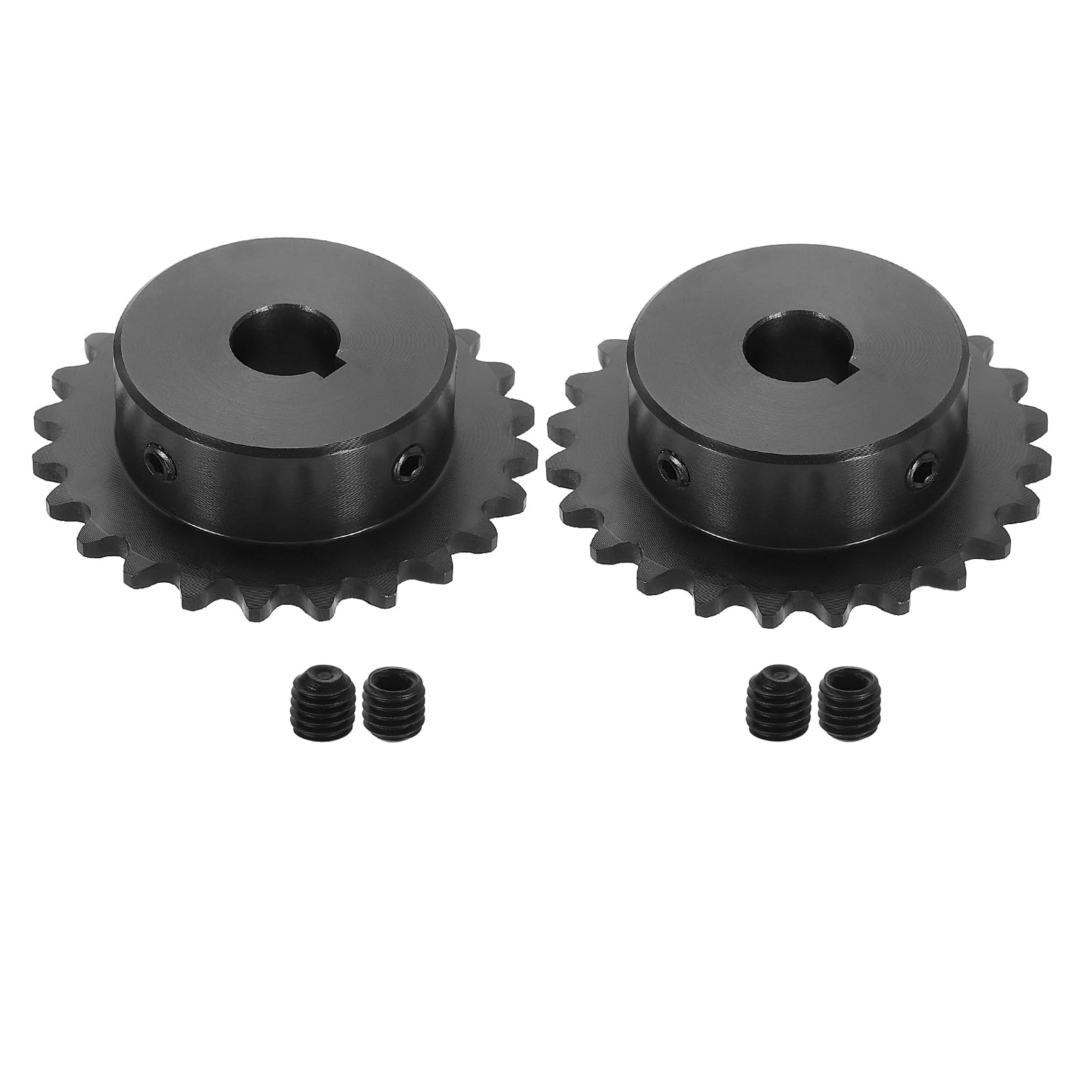 QUARKZMAN 2 Pcs Piñón De Cadena #35 Con Rodillo Y Agujero Redondo De 5/8", 24 Dientes, Acero Al Carbono C45, ANSI #35, Con Tornillos De Fijación Para Cadena ISO 06C
