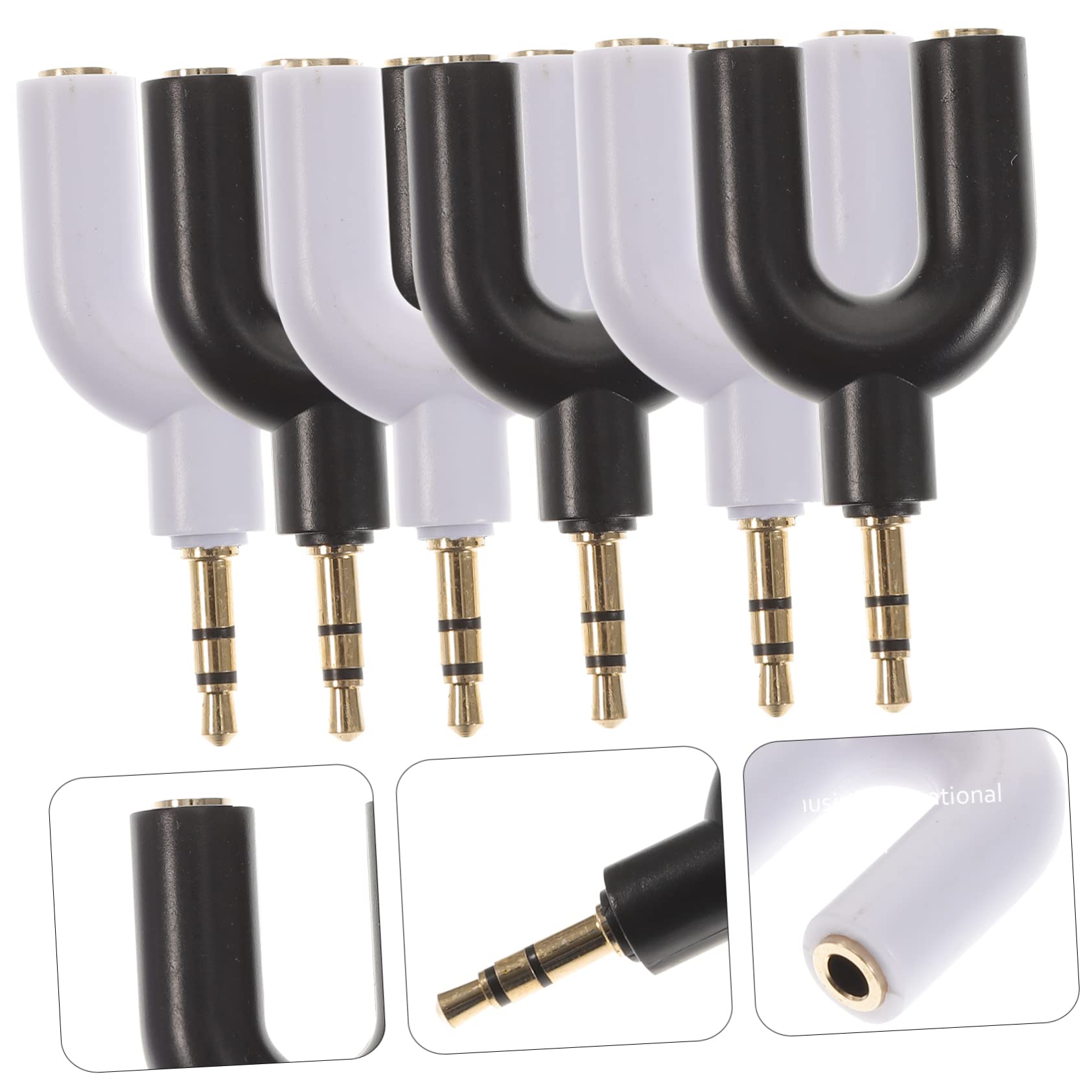 jojofuny 5 Set Di Adattatori Per Cuffie Stereo A Forma Di U Splitter Aux Da 3 5 Mm Per La Condivisione Di 2 Cuffie 6 Pezzi*5