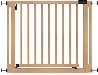 Safetots Wooden Elegance Safety Gate, Natural, 95cm - 103cm, Pressure Fit, 73cm Extra Wide Doorway, One Piece Extra Wide Gate for Stairs, Hallways and Doors, Stylish Design Easy Installation