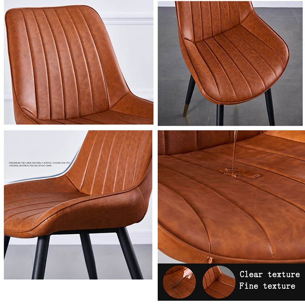 Set di 6 eleganti sgabelli da cucina/Esszimmer con gambe in metallo, cuscini e schienale in PU (arancione, nero, oro, piedi)
