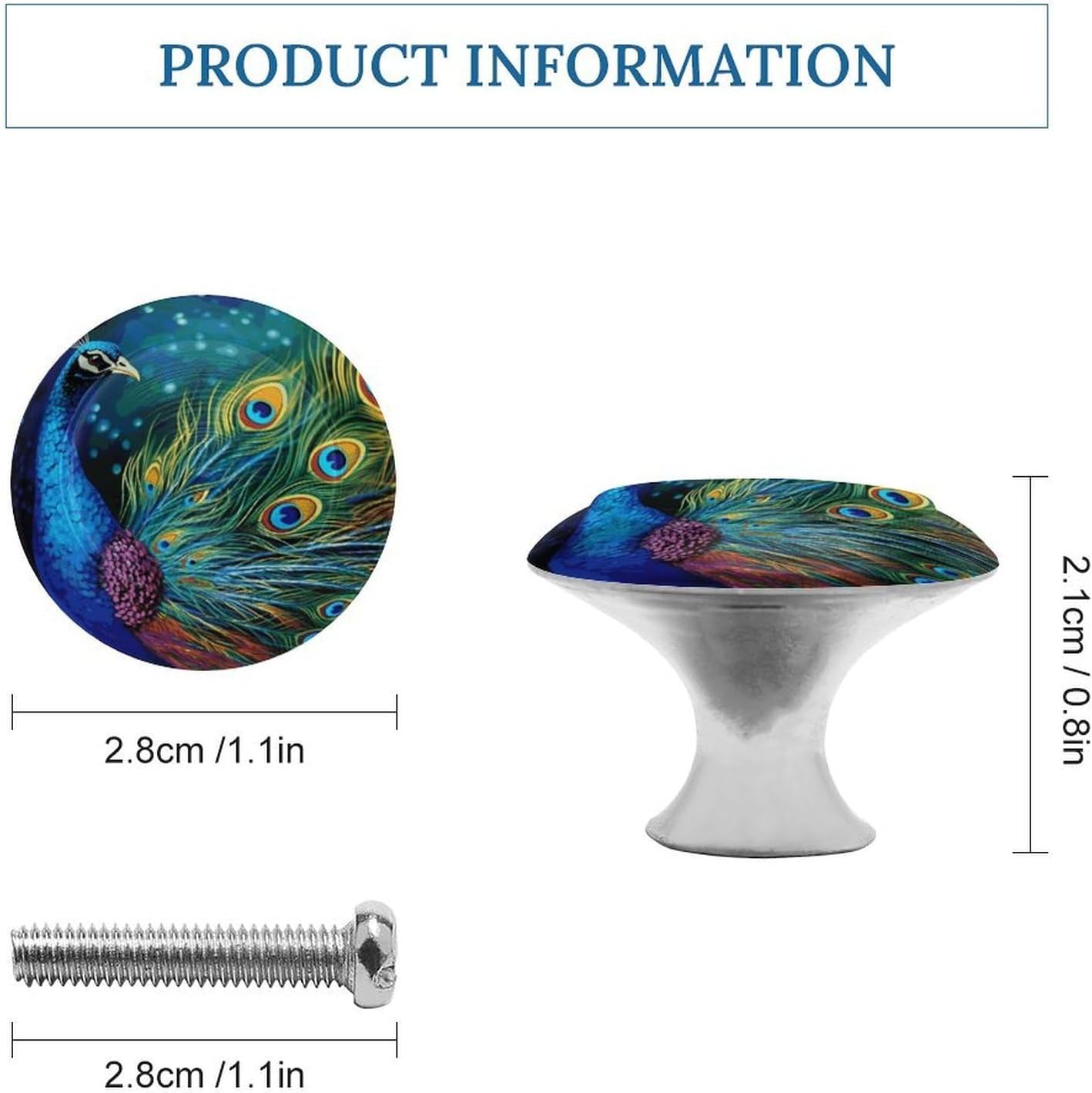 Cabinet Handles Round Drawer Pulls Colored Peacock Dresser Knobs for Cabinets and Drawers Handle Kitchen Cabinet Pulls for Bathroom Cupboard Drawers Cabinet Pulls for Kitchen Door