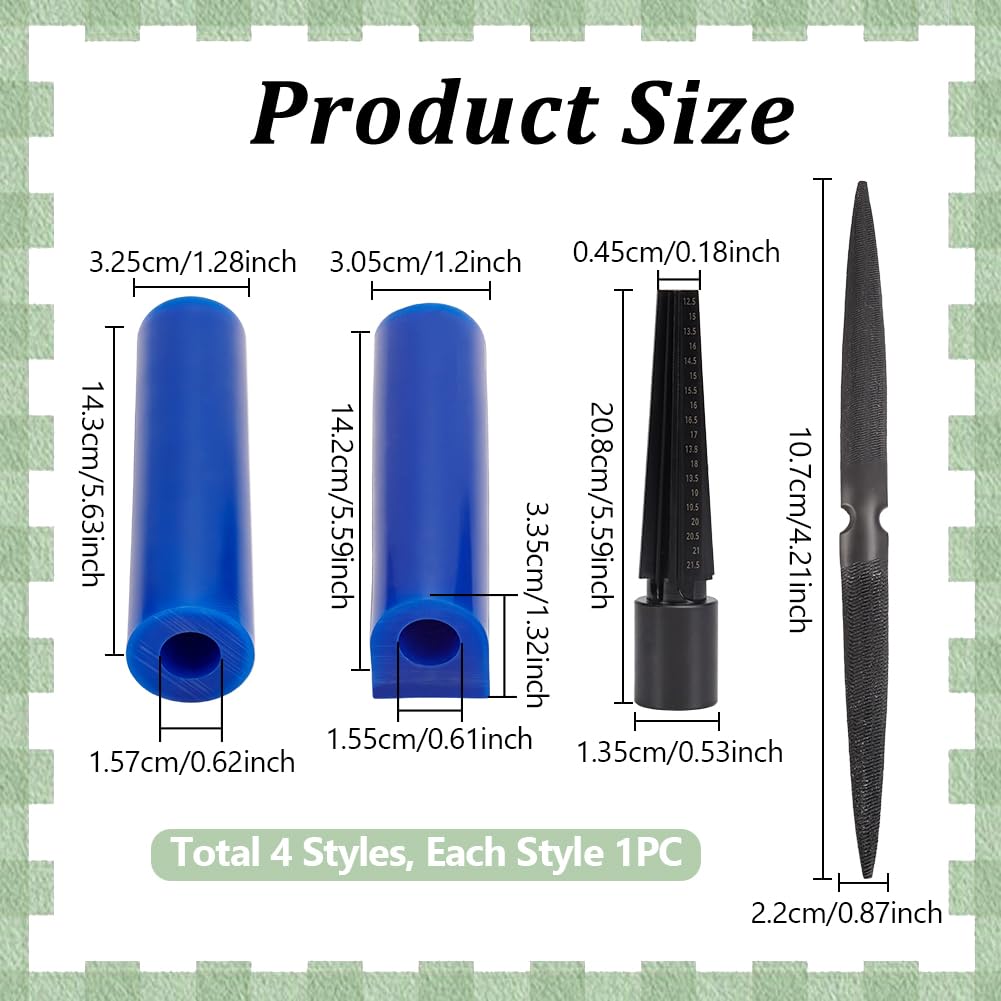 UNICRAFTALE Kit de 4 Pièces pour Sculpture de Cire de Bague Tubes de Cire de Bague Bleus avec Élargisseur de Trou de Tube de Cire Mandrin de Bague et Lime Double Face pour la Fonte à la Cire Perdue