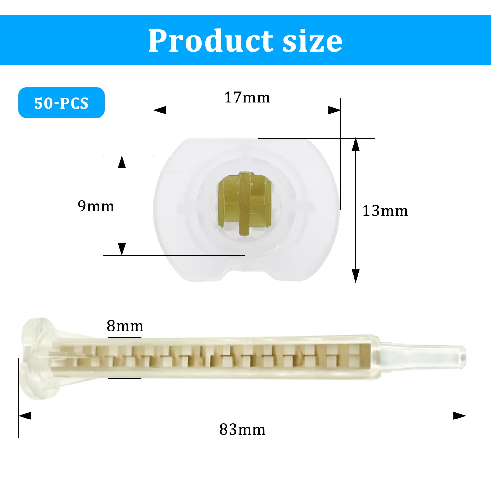 CONNECTION 50 Pezzi Beccucci Colla Bicomponente F6-16 Ugello per Miscelazione a Resina AB Colla Miscelatore 1:1 Ugelli per Miscelatori Statici Beccuccio per Epossidica Bicomponente Industriale (Oro)