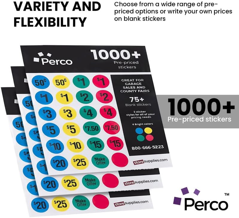 Miniatura 5 de Perco Calcomanías de precio de venta de garaje  Más de 1000 calcomanías de precio previo y más de 75 calcomanías en blanco  Etiquetas de precio