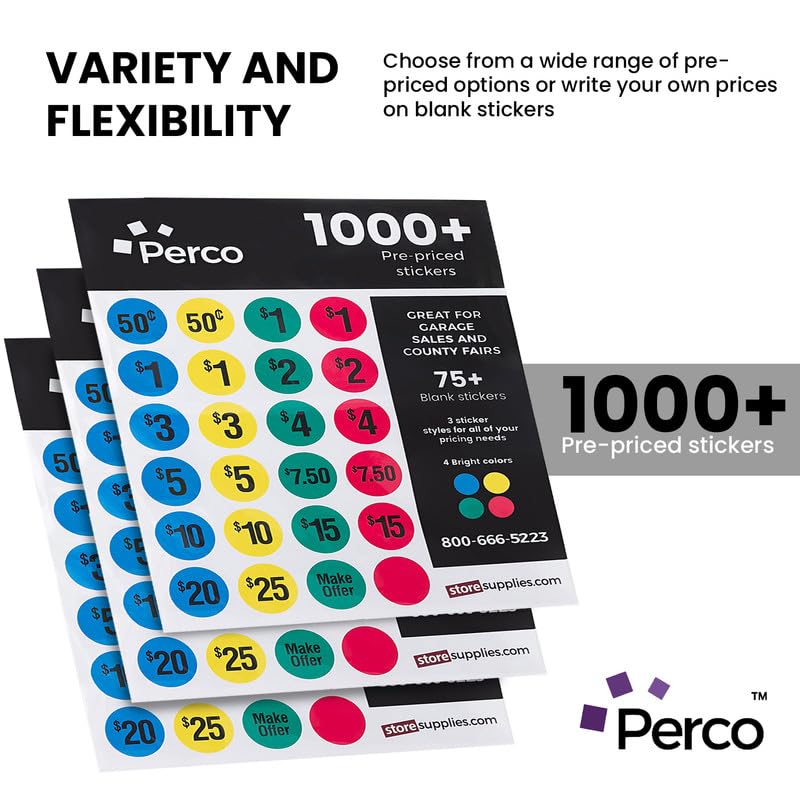 Price Sticker 75 Snapklik.com : Perco Garage Sale Price Stickers - 1000+ Pre-Priced & 75 ...