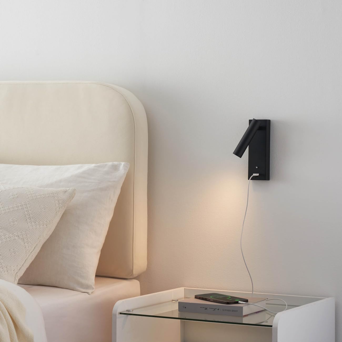 KOSILUM - Lampada LED per e-reader con porta USB dimmerabile, luce bianca calda, illuminazione soggiorno, camera da letto, cucina, corridoio, 210 lm, LED integrato, IP20