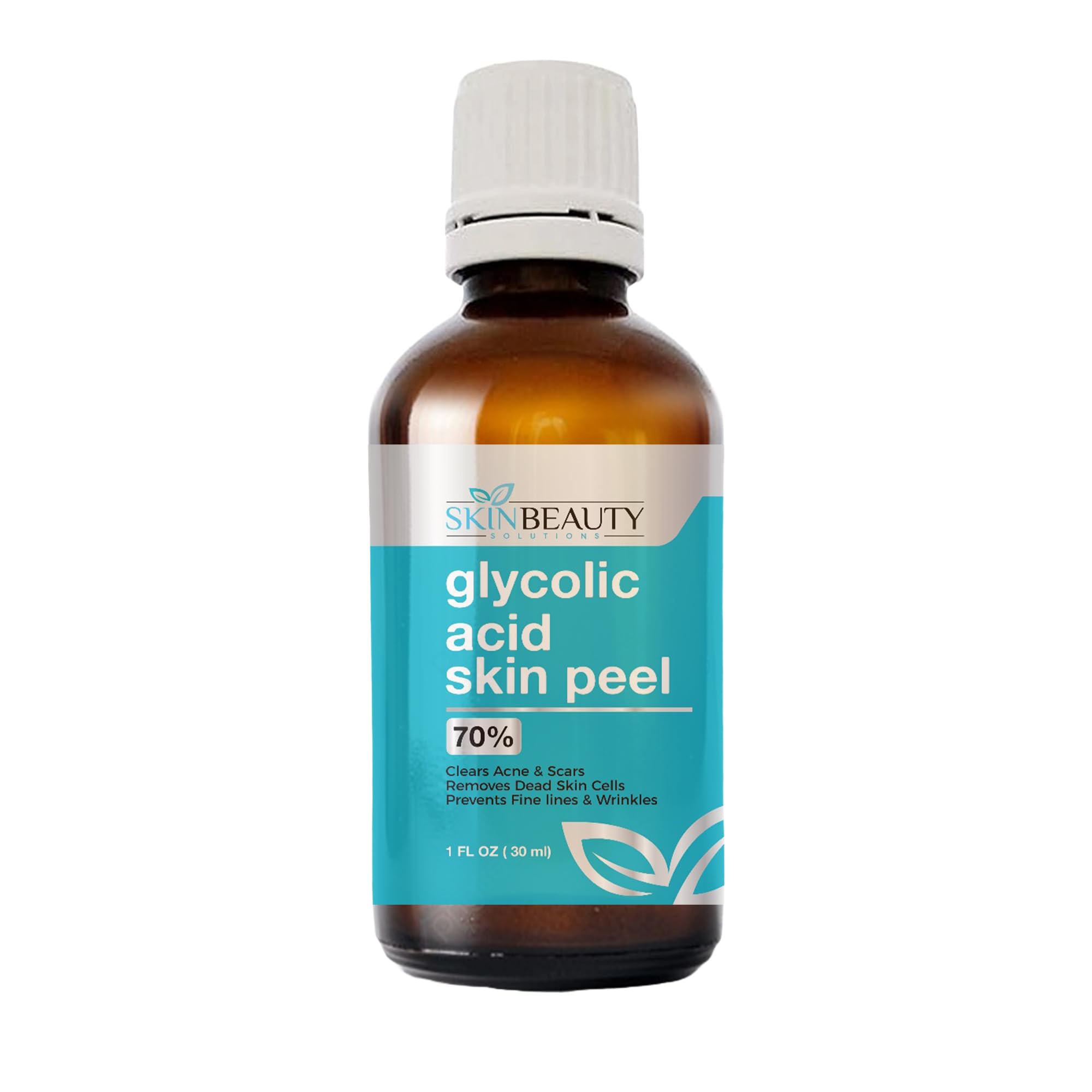Skin Beauty Solutions (1 Oz / 30 Ml) Glycolic Acid 70% Skin Exfoliant, Unbuffered, Alpha Hydroxy (AHA) for Oily Skin Wrinkles