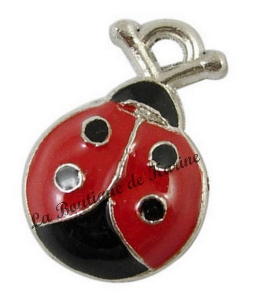 24pcs Breloques Coccinelle Porte-clé Pendentif Rond Porte