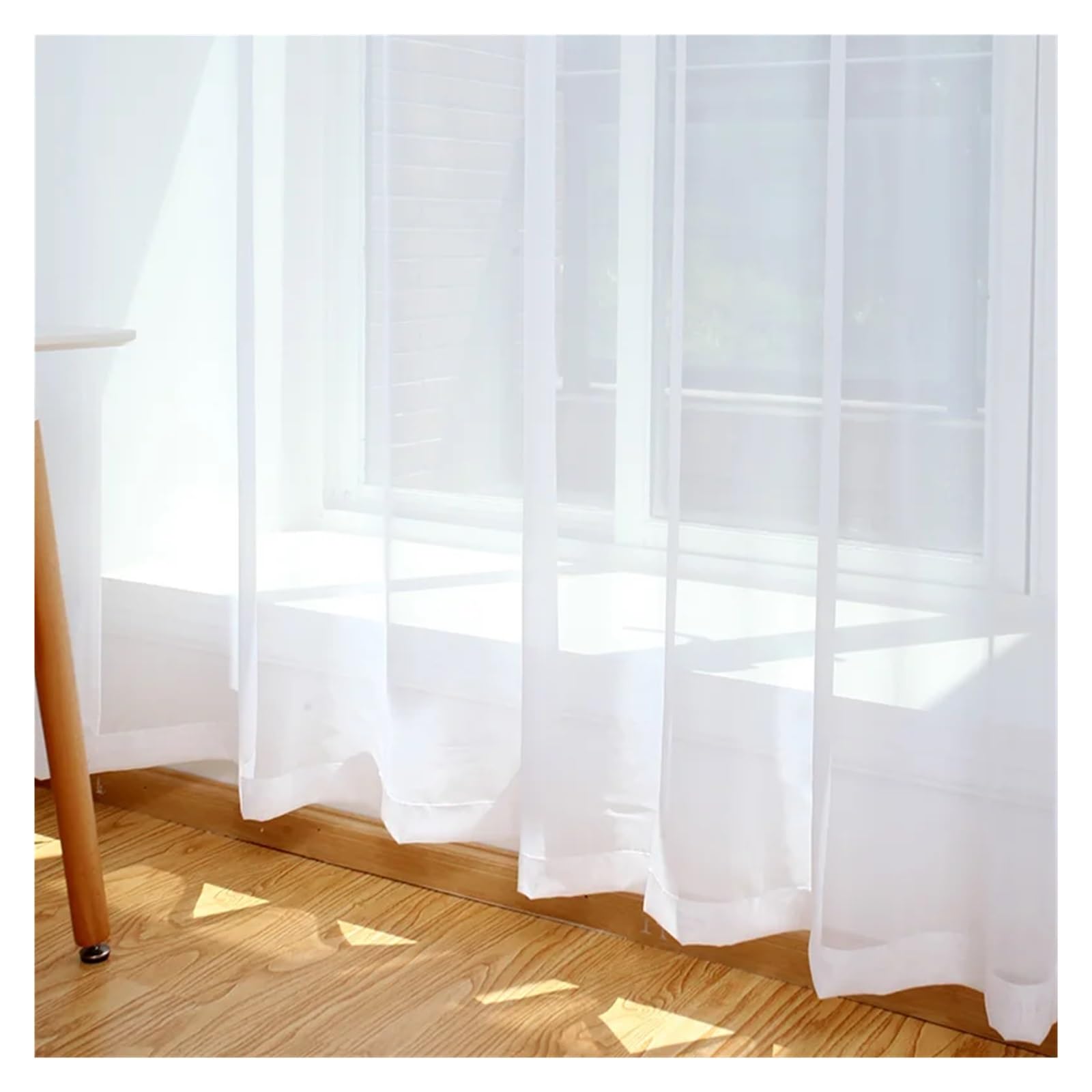 Cgrsdsd White Voile Curtains Solid Tulle Curtains Window Screening For Bedroom Kitchen Sheer Voile Blinds Drapes Gauze(Hooks Top_w100xl260cm 1Pc)