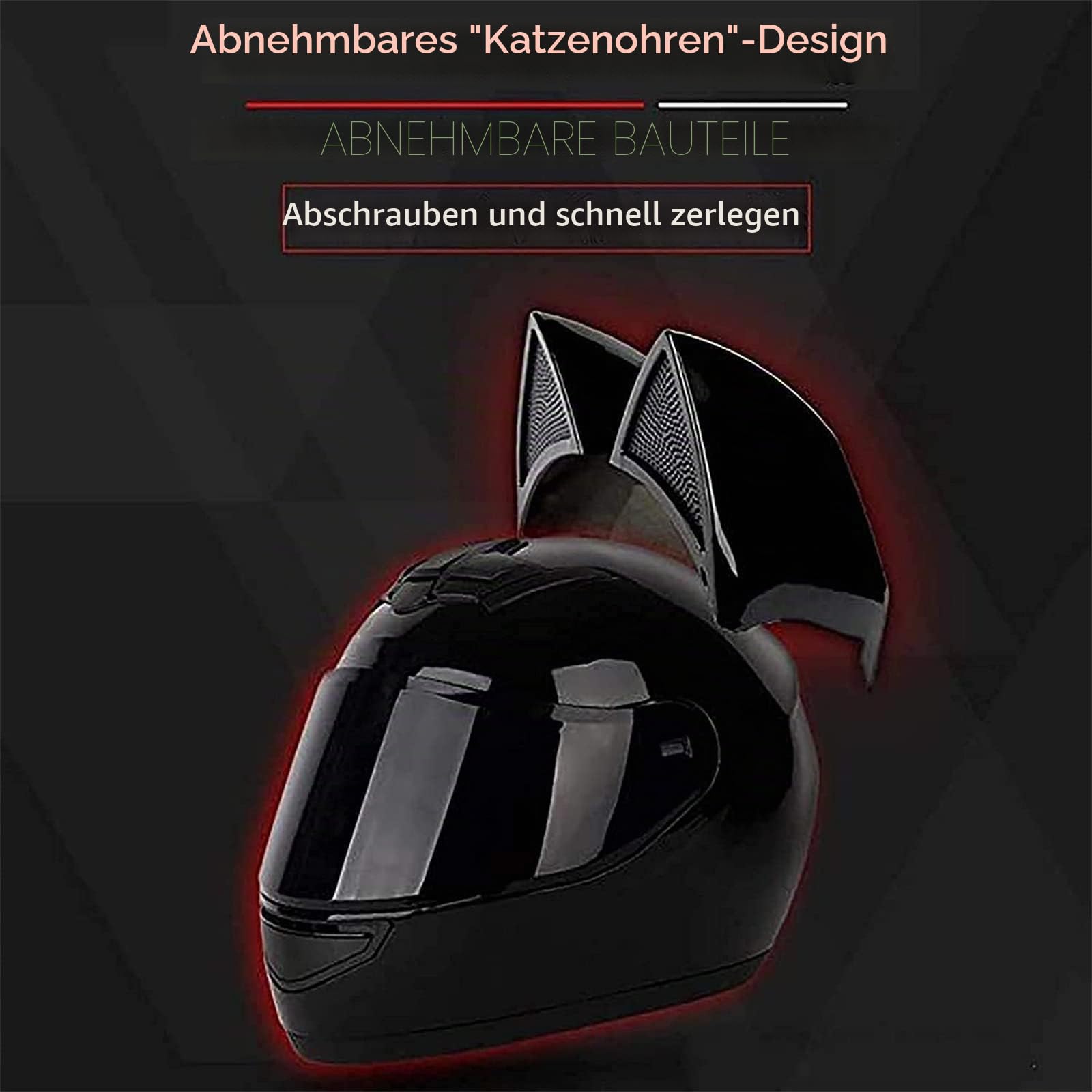 BGMKE Motorrad Modularer Bluetooth-Helm Klapphelm Full Face Motorradhelm Mit Katzenohren ECE Zertifiziert Damen Herren Integralhelme Motorrad Integrierter Roller-Helm Mofa Helm Moped-Helm