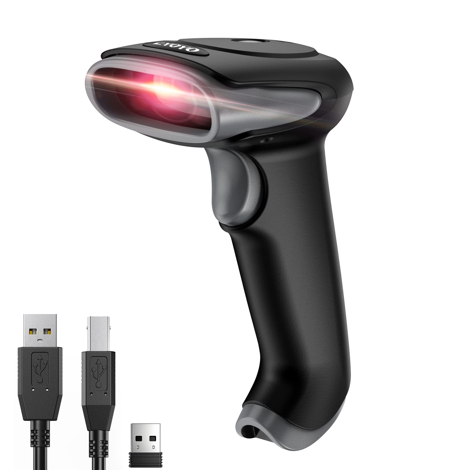 Eyoyo Wireless Barcode Scanner: 2.4G Wireless & USB Wired Connection, Ergonomic Handheld Barcode Scanner Reader for 2D/1D QR Codes, Automatic Fast and Accurate Scanning on Phone, Laptop, Tablet
