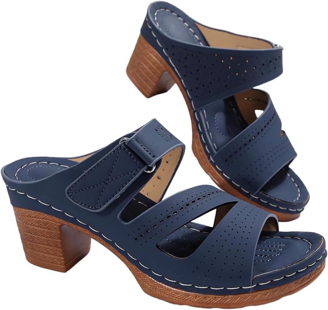 Women's Dressy Wedge Flat Heeled Sandals Round Open Toe Platform Slides Summer Beach Comfortable Vacation Boho Shoes Flats Sandal
