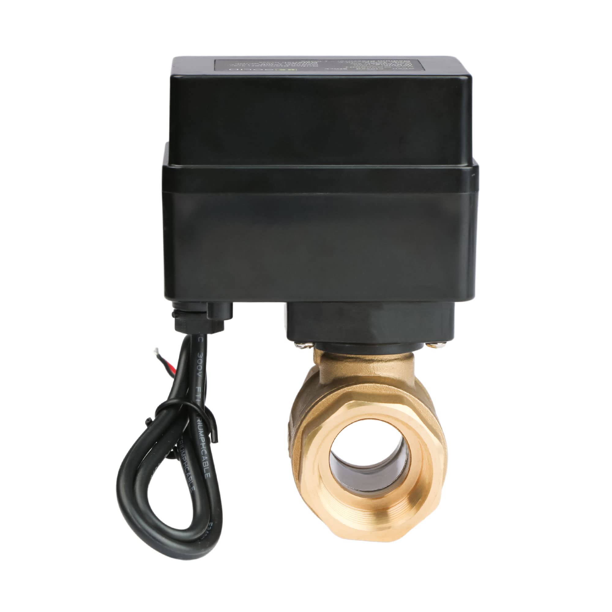 U.S. Solid Valvola a sfera motorizzata - Valvola a sfera in ottone da 3/4" con porta standard, 9-36V AC/DC, configurazione a 2 fili di ritorno automatico, normalmente aperta, filettatura G