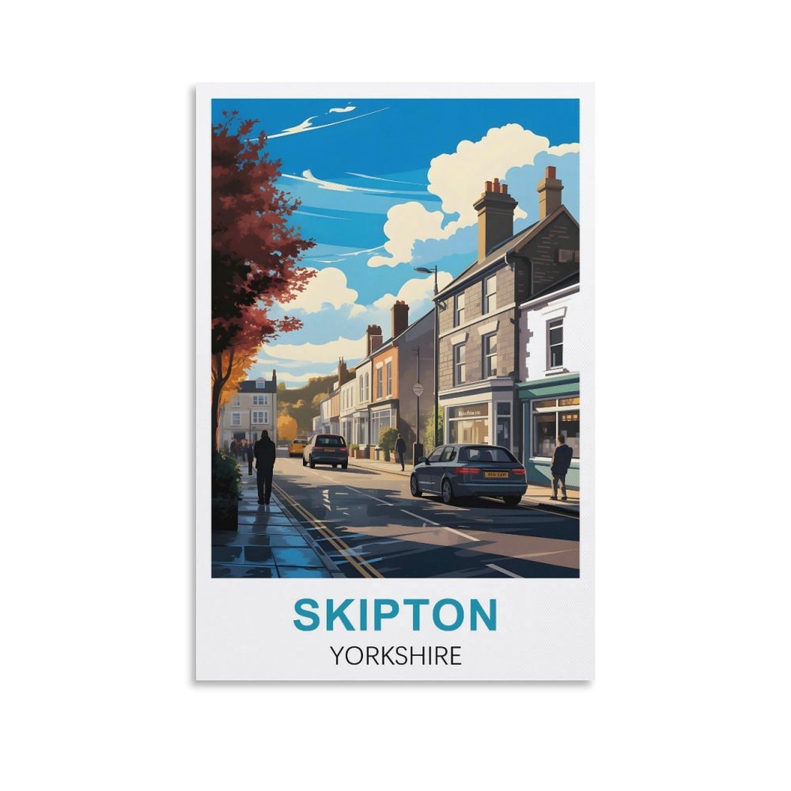 EZMLFA 5D Diamond Painting Kits,Skipton Yorkshire,Diamond Painting Kits for Beginners Round Full Drill Painting with Diamonds Gem Art for Home Wall Decor 30x40cm