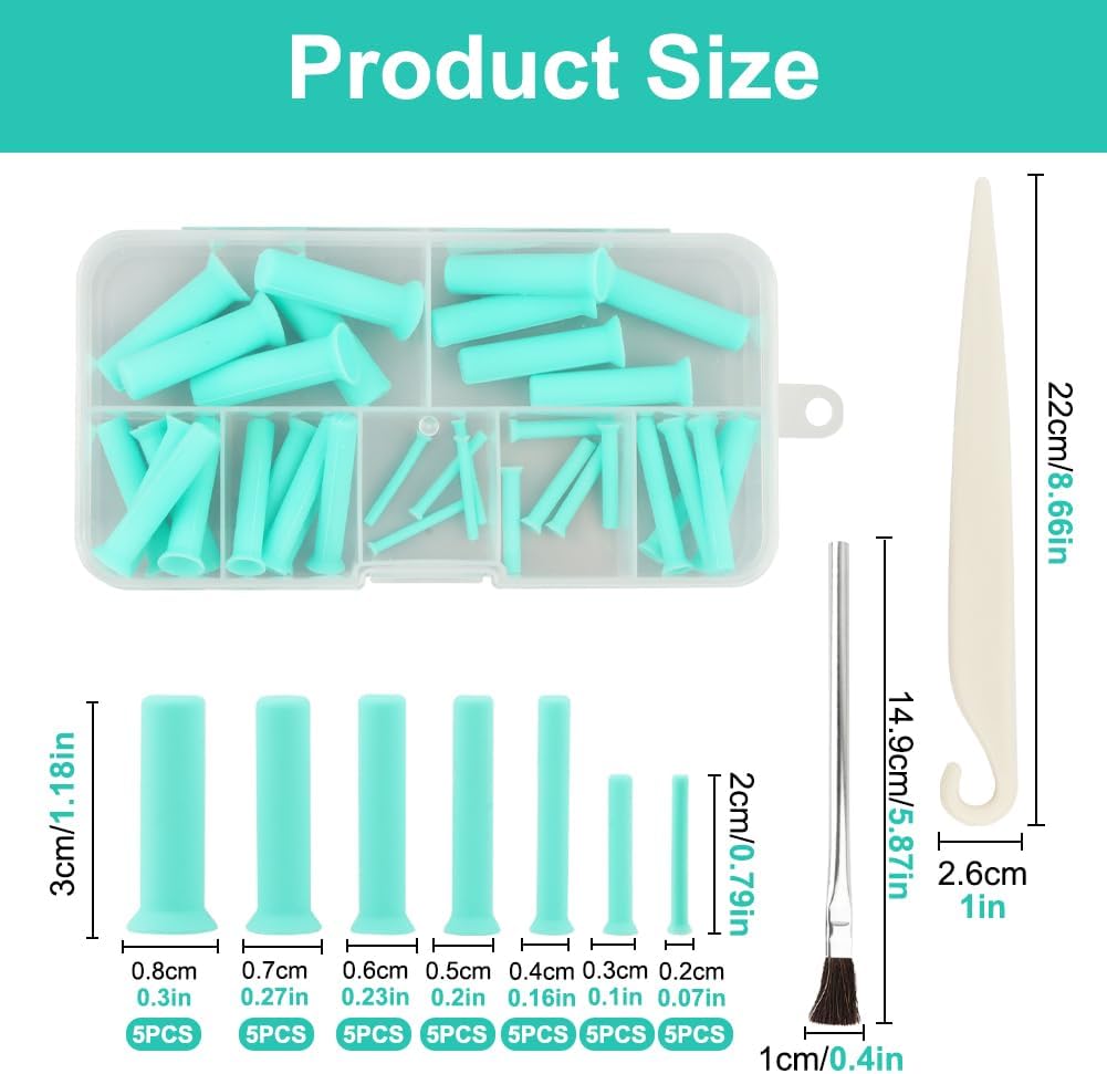 Resin Hole Maker Tool Set, 37PCS Silicone Tools in 7 Sizes (2-8 mm) for Epoxy Resin, Flexible Durable Kit with Slicer and Brush for Jewelry, Keychain, Pendant and DIY Crafts