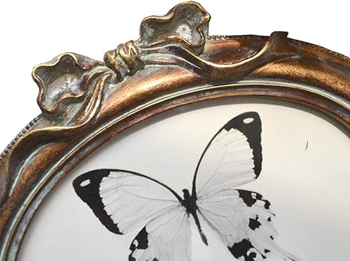 Miniatura 7 de SIKOO Portarretratos ovalados vintage de 4 x 6 pulgadas, marco de fotos antiguo para mesa y pared con parte frontal de vidrio de alta definición