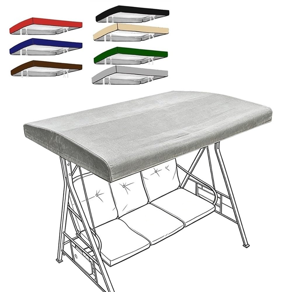 Tettuccio per Dondolo，Tetto di Ricambio Universale per Altalena Hollywood 164x114cm 195x125cm Copertura di Ricambio Altalena da Giardino 2 3 Posti(Grey,75x52x8in(190x132x20cm))