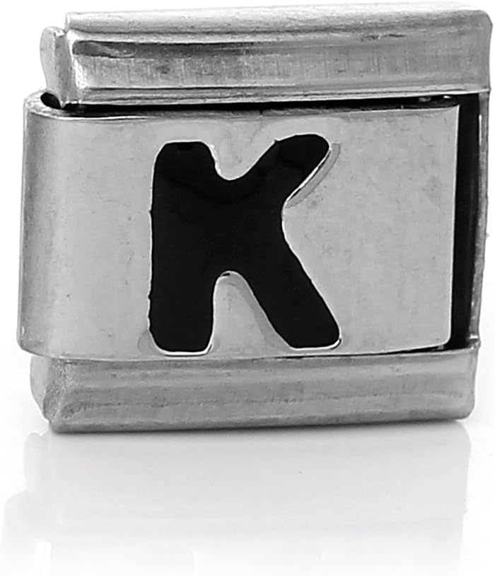 Sexy Sparkles Italian Charm Bracelet Link Square Silver Tone Alphabet Letter Choose A-Z Letter Links