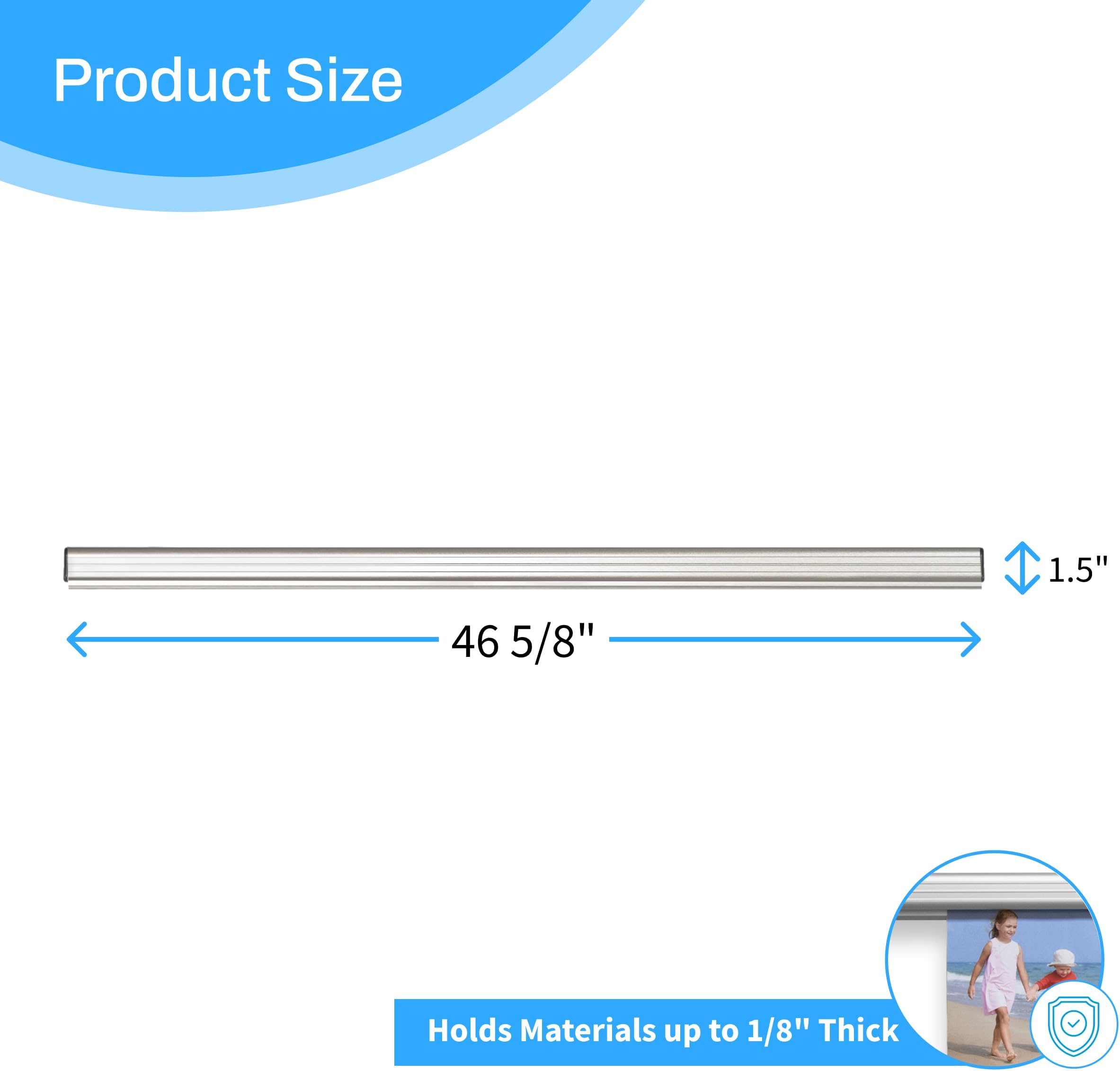 Advantus Aluminum Rail | Grip-A-Strip Display Rail | Paper Display Strip | Rack for Receipts and Notes | Bulletin Board Strip | 4 Feet, Satin Finish Aluminum