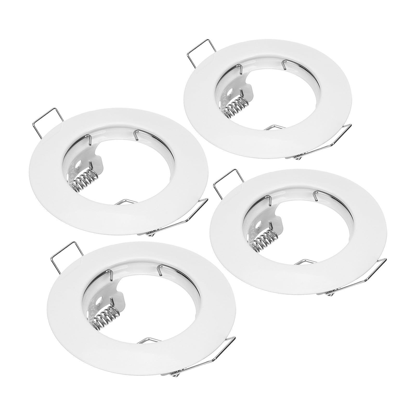 Ciieeo 4pcs White Recessed Spotlight Housing Cover Mr16 Downlight Trim Ring with 50mm Opening, Iron Material, Prevents Fixture Loosening and Reduces Lighting Decay for Gallery