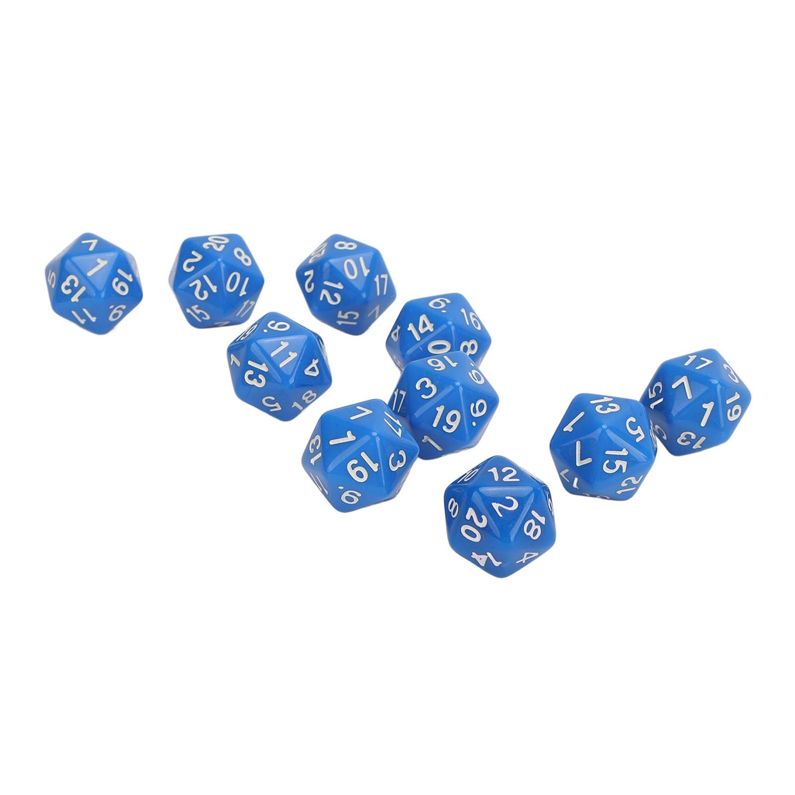 Juego de Dados poliédricos, 10 Piezas de plástico de Alta Resistencia, Dados de 20 Caras para Juegos de rol, Juegos de Mesa, educación matemática, Ligero, Duradero, Resistente a (Azul)