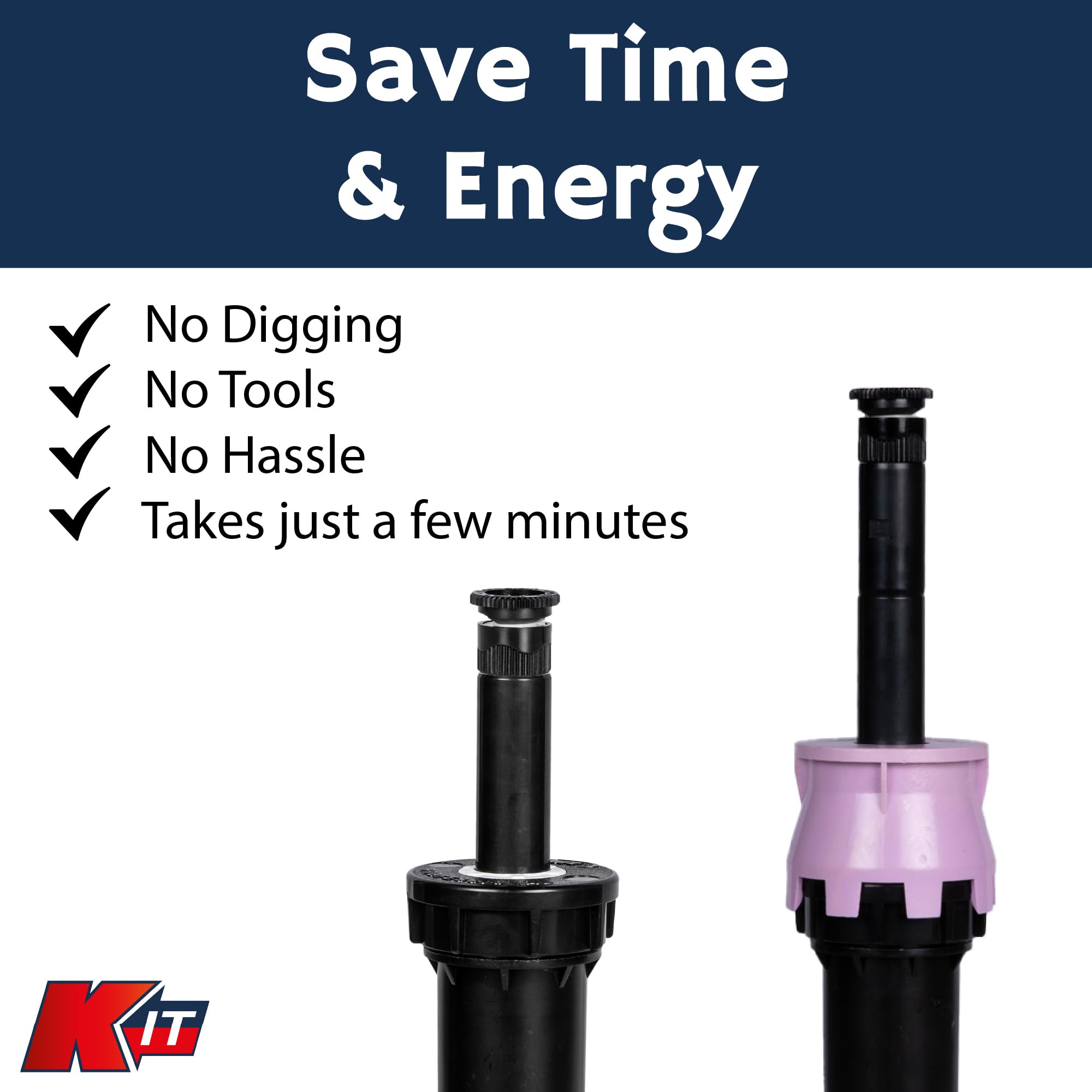 Kap-It - Extensión de aspersor desplegable de agua no potable, elevación de 1.5 pulgadas para sistemas de agua reciclada, paquete de 10