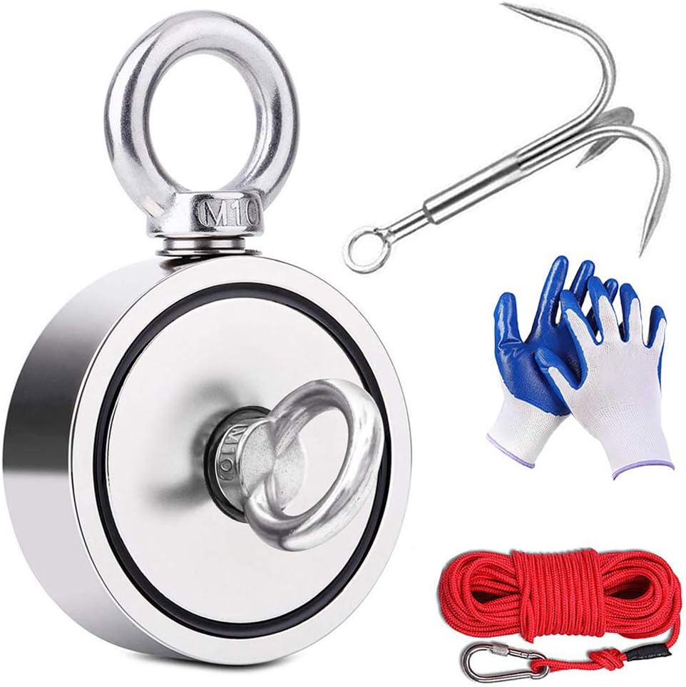 Magnet Fishing 400LB Fishing Magnet Kit With Rope & Gloves - Heavy Duty Neodymium Magnet For Treasure Hunting In Rivers/Lakes Uliber Swivel Magnet For Sale - Foto 2