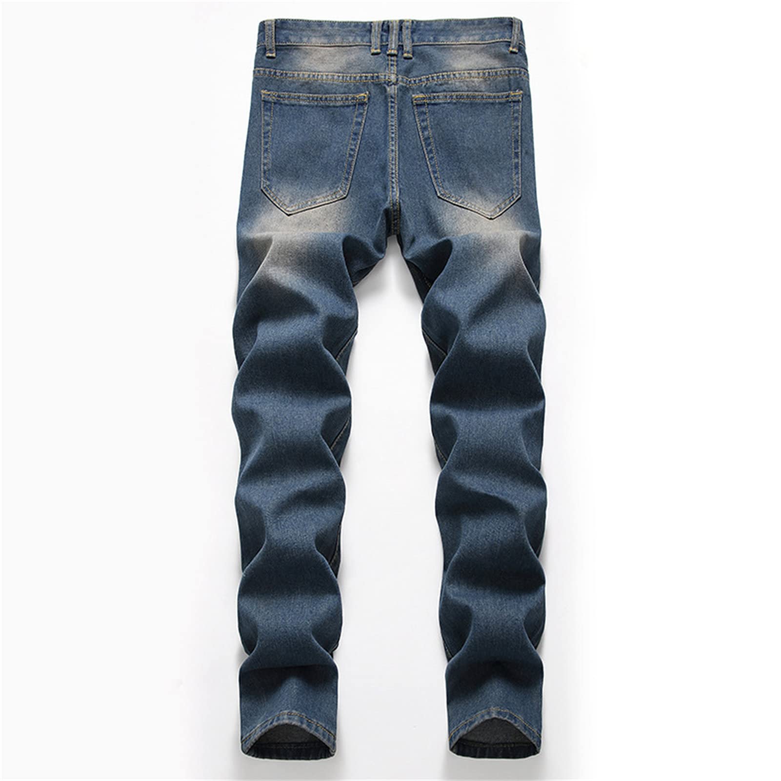 Ripped Slim Fit Jeans for Men Distressed Destroyed Straight Leg Denim Pant Vintage Washed Jean Pants with Holes (Blue,34)