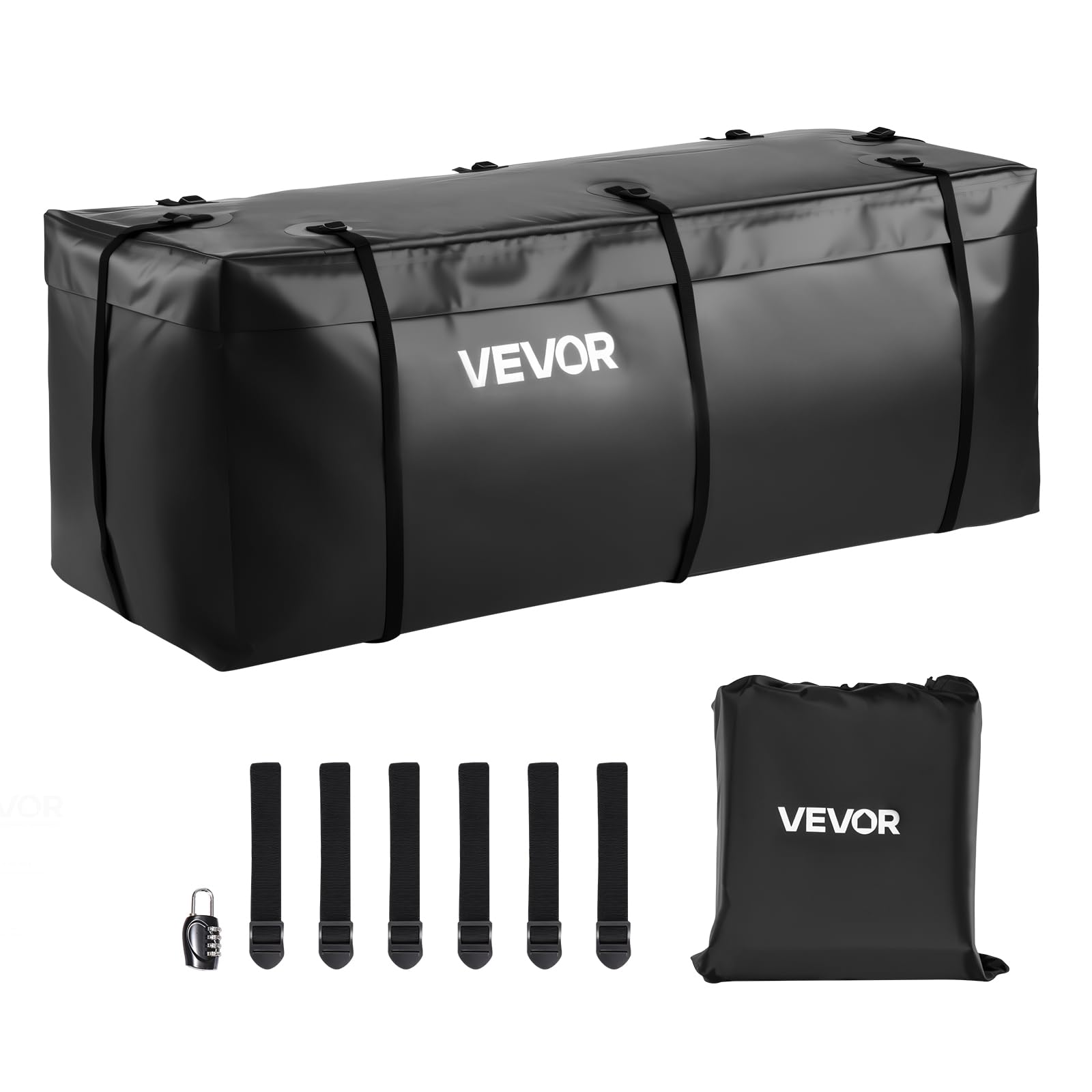VEVOR Gepäckträgertasche für Anhängerkupplung aus wasserdichtes 840D-PVC (0,453 m³), Gepäcktasche zur Aufbewahrung auf der Ladefläche von Lkws mit verstärkten Gurten für PKW SUVs Vans Schwarz