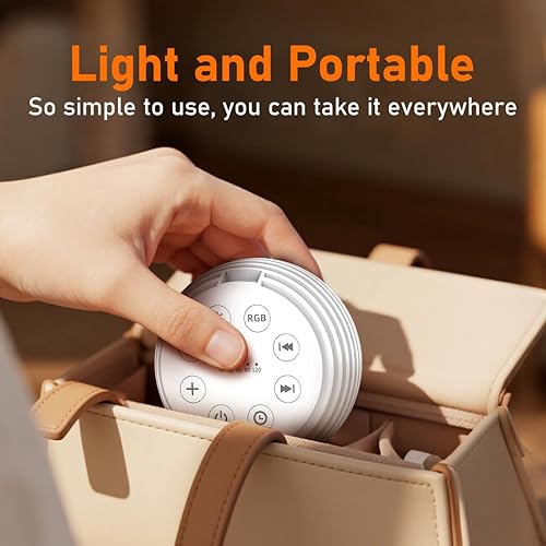 Miniatura 7 de SleeZOO Máquina de sonido portátil, máquina de ruido blanco, máquina de dormir con 30 sonidos relajantes, 12 luces, 5 temporizadores, 32 niveles de