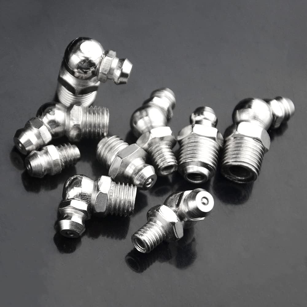 60Pcs Metric Hydraulic Grease Fitting Galvanized Steel M6 M8 M10 Straight 90 Degree 45 Degree Grease Fitting Assortment Kit