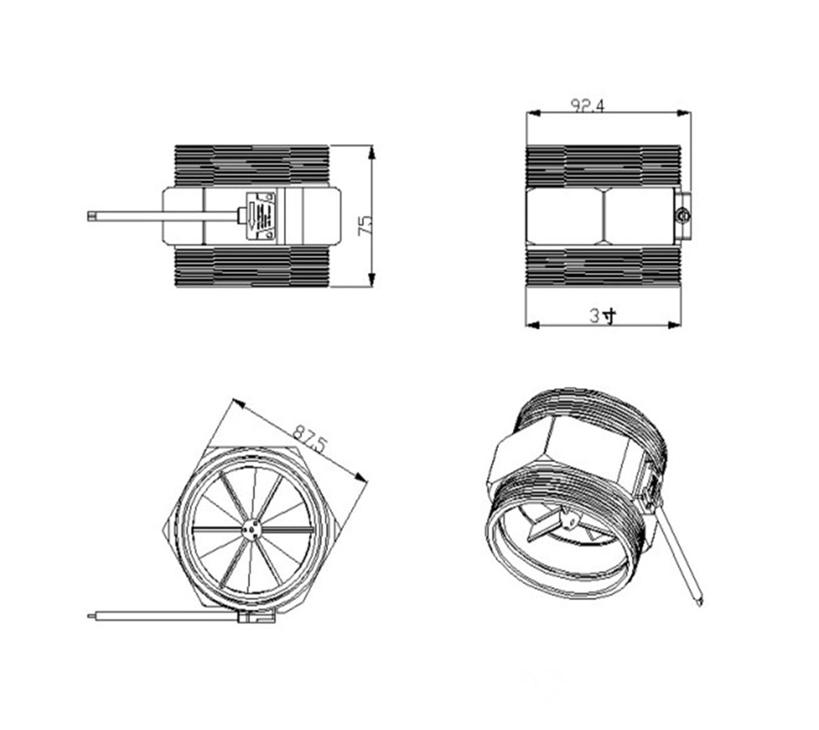 DN80 Aluminio G caudalímetro de Flujo de Agua de 3 Pulgadas, medidor de Interruptor de Sensor de Pasillo de Contador 30-500L/min,Medición precisa del Flujo