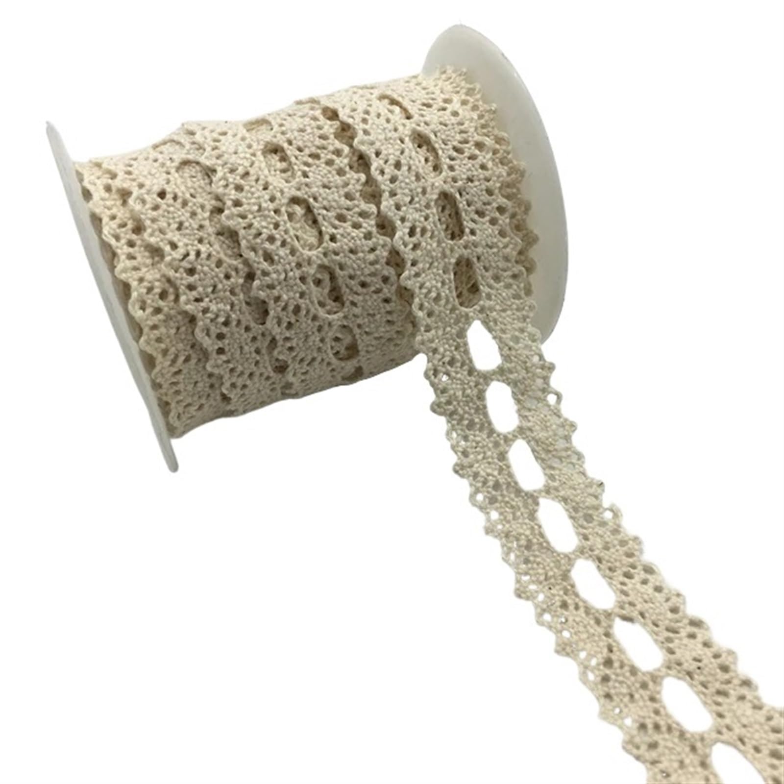 Cintas de Encaje 10 Yardas de Tela for Coser Prendas de Vestir, Color Marfil, Crema, Ribete Negro, algodón, Tejido de Encaje de Ganchillo, Cinta, Accesorios Hechos a Mano(Style 19)