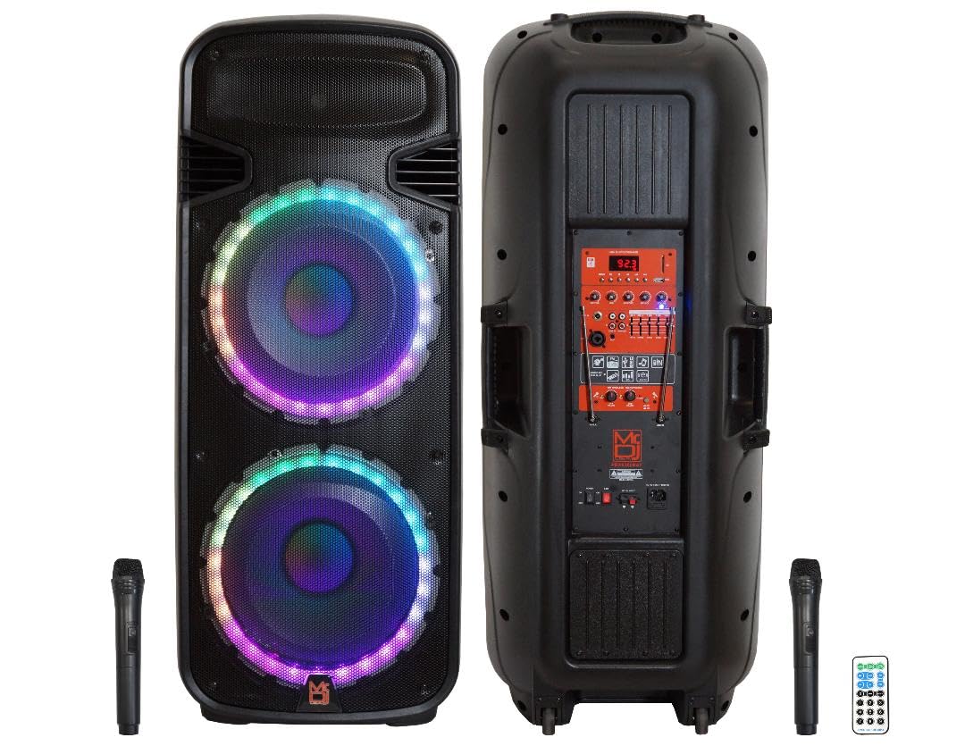 MR DJ PBX6300BAT Dual 15-Inch 4500-Watt Max Power 3 Way PA DJ Party Speaker