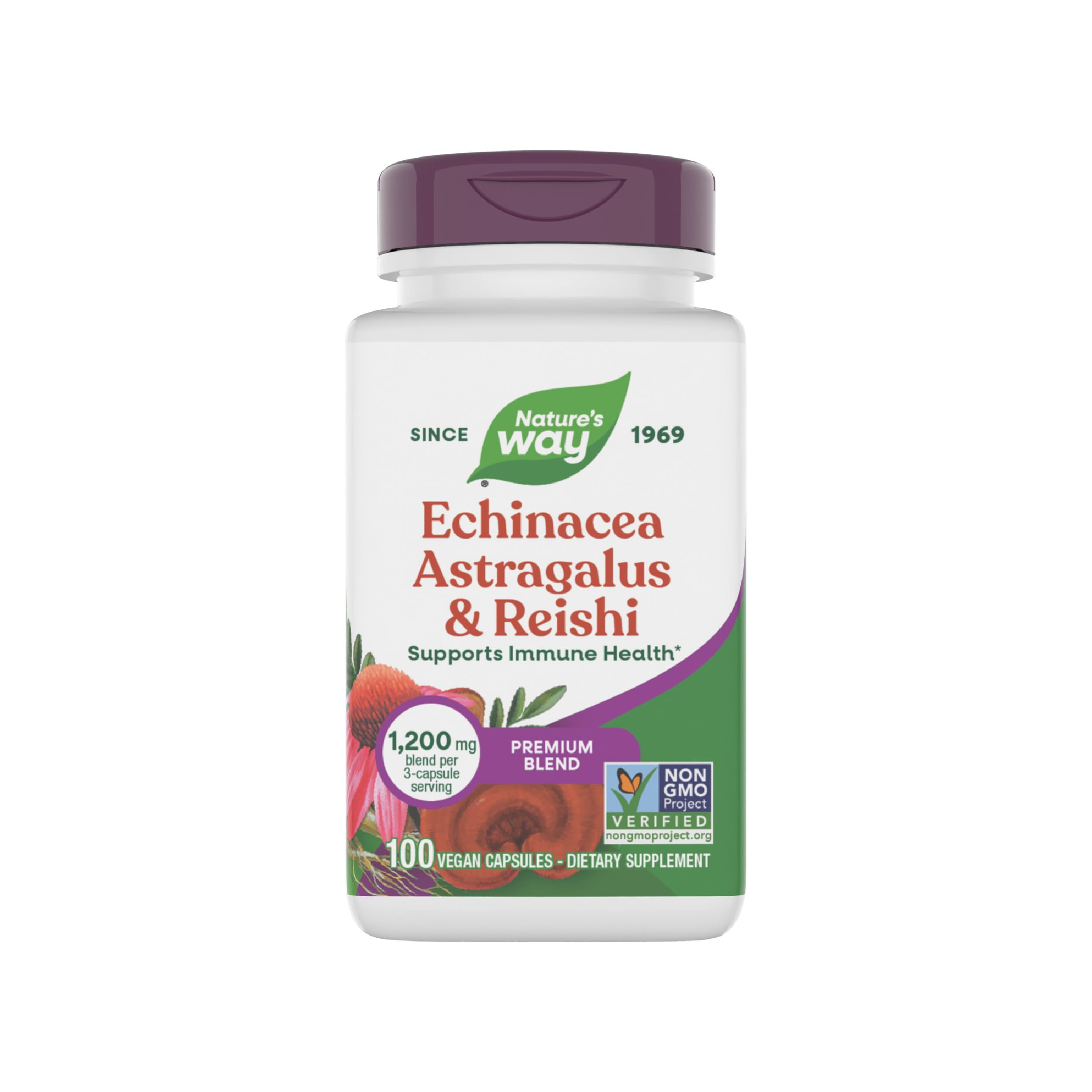 Nature's Way Echinacea Astragalus & Reishi, Immune Support*, 100 Capsules