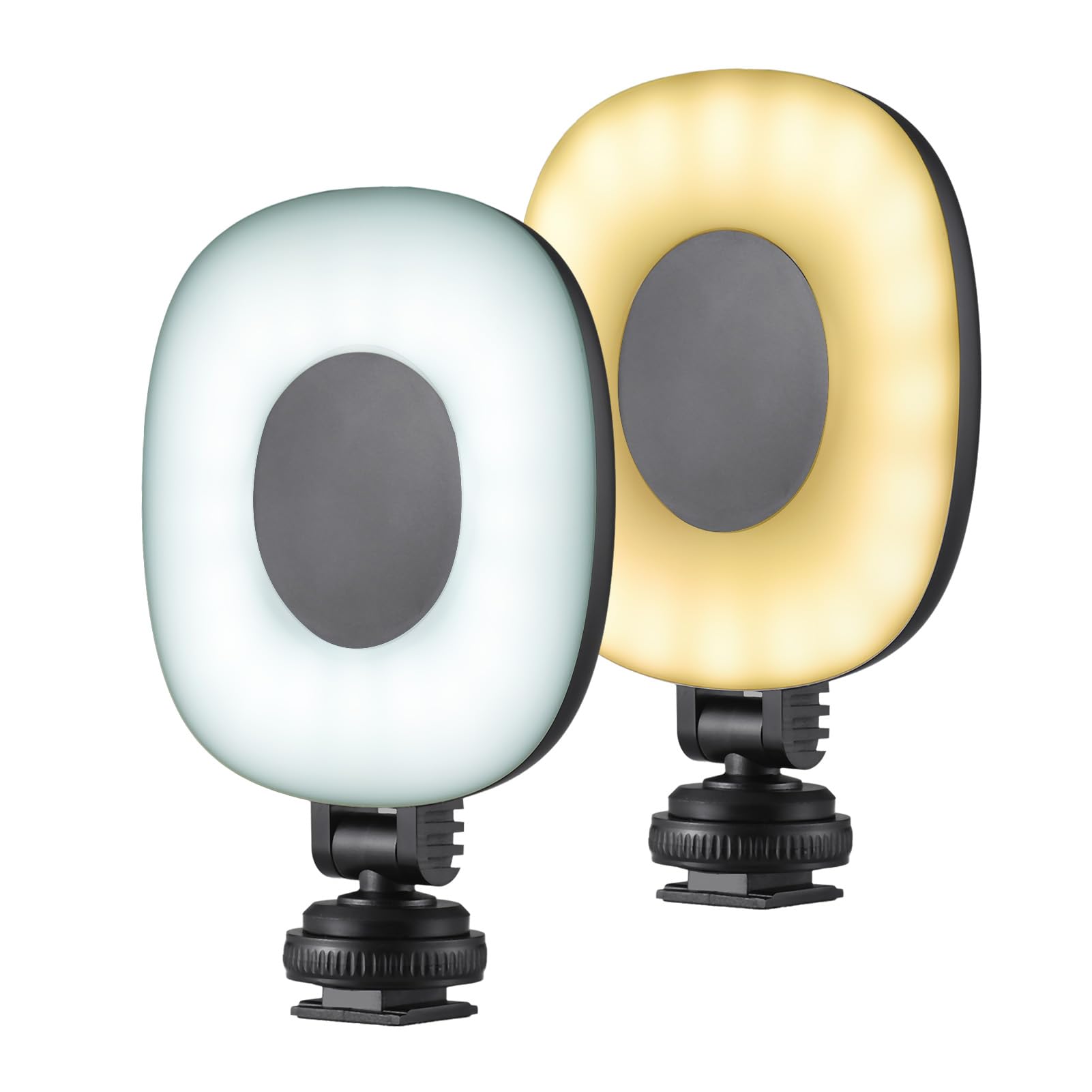 Andoer 2er-Pack LED-Videoleuchte, LED Videolicht 3 Beleuchtungsmodi 3 Helligkeitsstufen, Kamera Licht Klein eingebauter Akku mit Blitzschuhadapter für Produktfotografie YouTube Vlogs