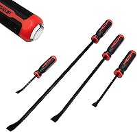 WISEUP 4-Piece Heavy Duty Pry Bar Set - 8" 12" 18" 24" Crowbars with Strike Caps for Prying, Demolition & Automotive Work