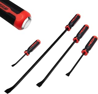 WISEUP 4-Piece Heavy Duty Pry Bar Set - 8" 12" 18" 24" Crowbars with Strike Caps for Prying, Demolition & Automotive Work