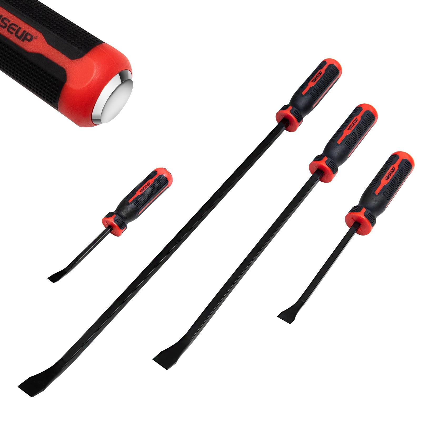 Set di leve da 4 pezzi WISEUP, 20,3 cm, 30,5 cm, 45,7 cm, 61 cm, piede di porco resistente con cappucci di impatto più spessi per lavori di leva, demolizione, strumenti manuali per meccanici