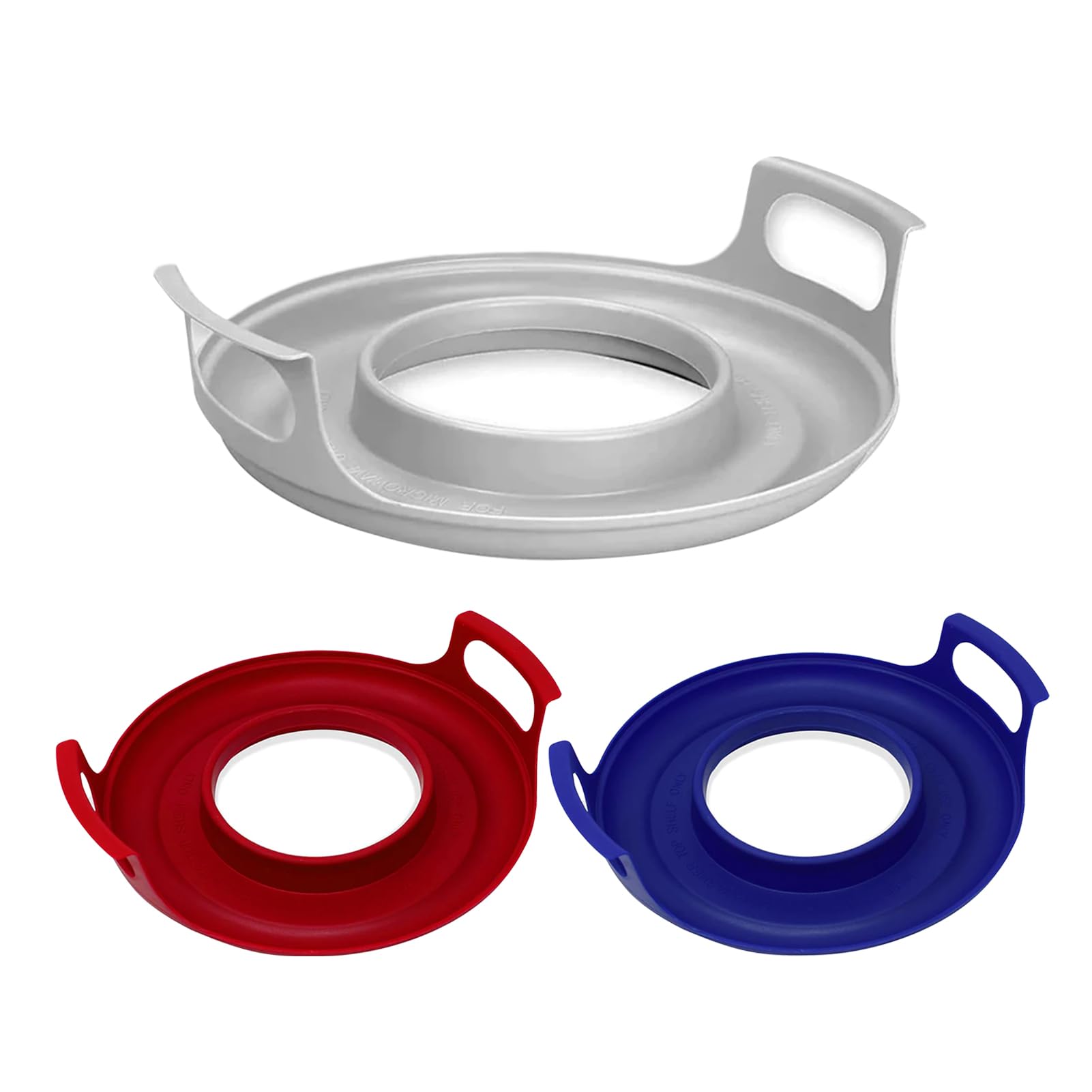 Bold Uniq 3Pcs Buniq 3 Microwave Caddy With Handles, Microwave Tray With Handles, Microwave Plate Stacker For Heating Food, Microwave Accessories Carrying Tray For Bowls, Plates
