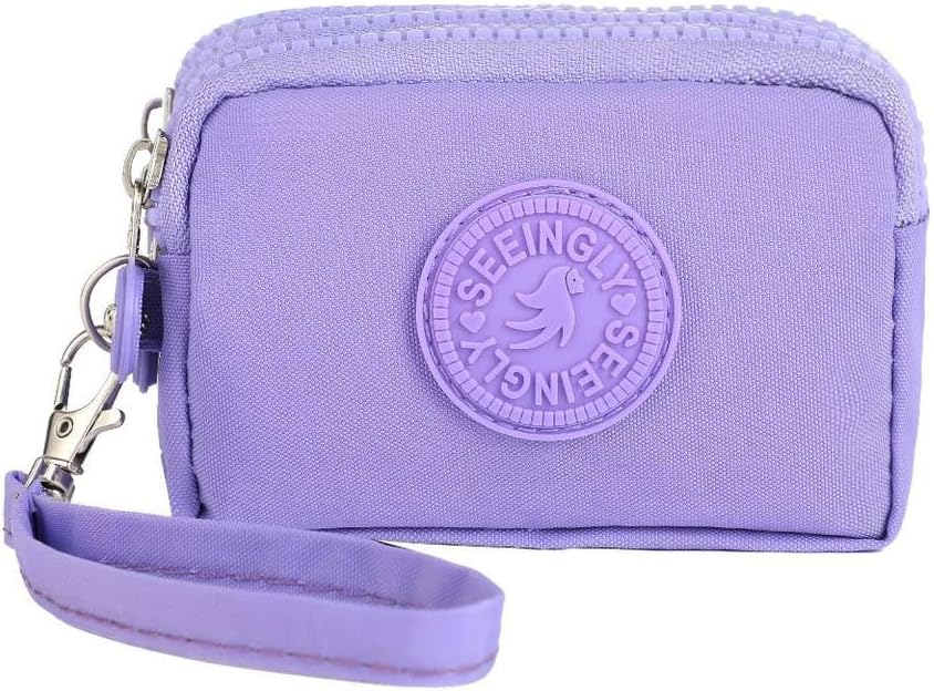 Credit Card Bag Coins Change Pouch Bags Coin Purse Zipper Pouch Change Holder for Woman Girls (Purple)