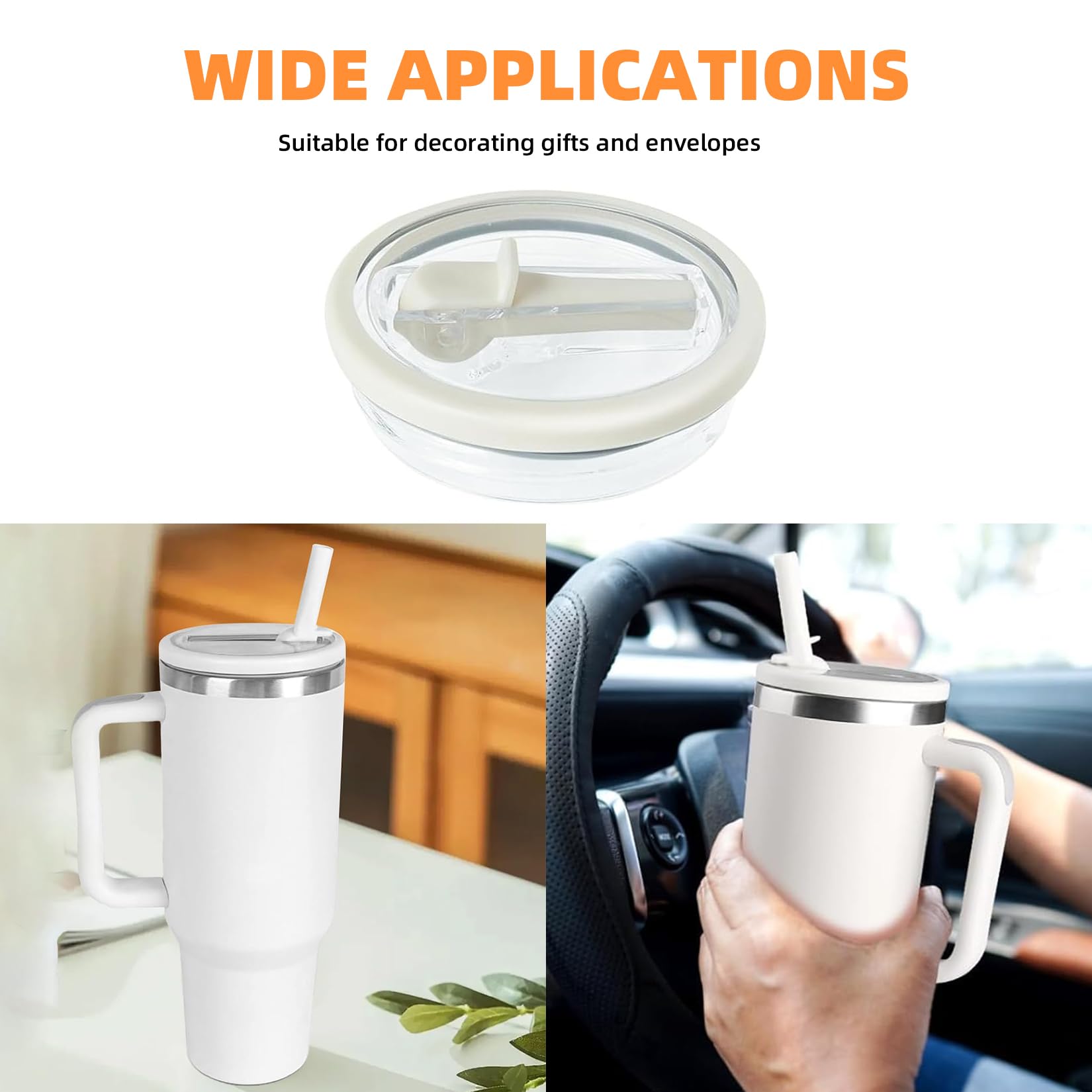 2 coperchi Stanley Cup a prova di perdite, riutilizzabili, a prova di perdite, per Stanley Cup 40 oz/1,2 l, con 2 cannucce e 1 spazzola per cannuccia (colore crema