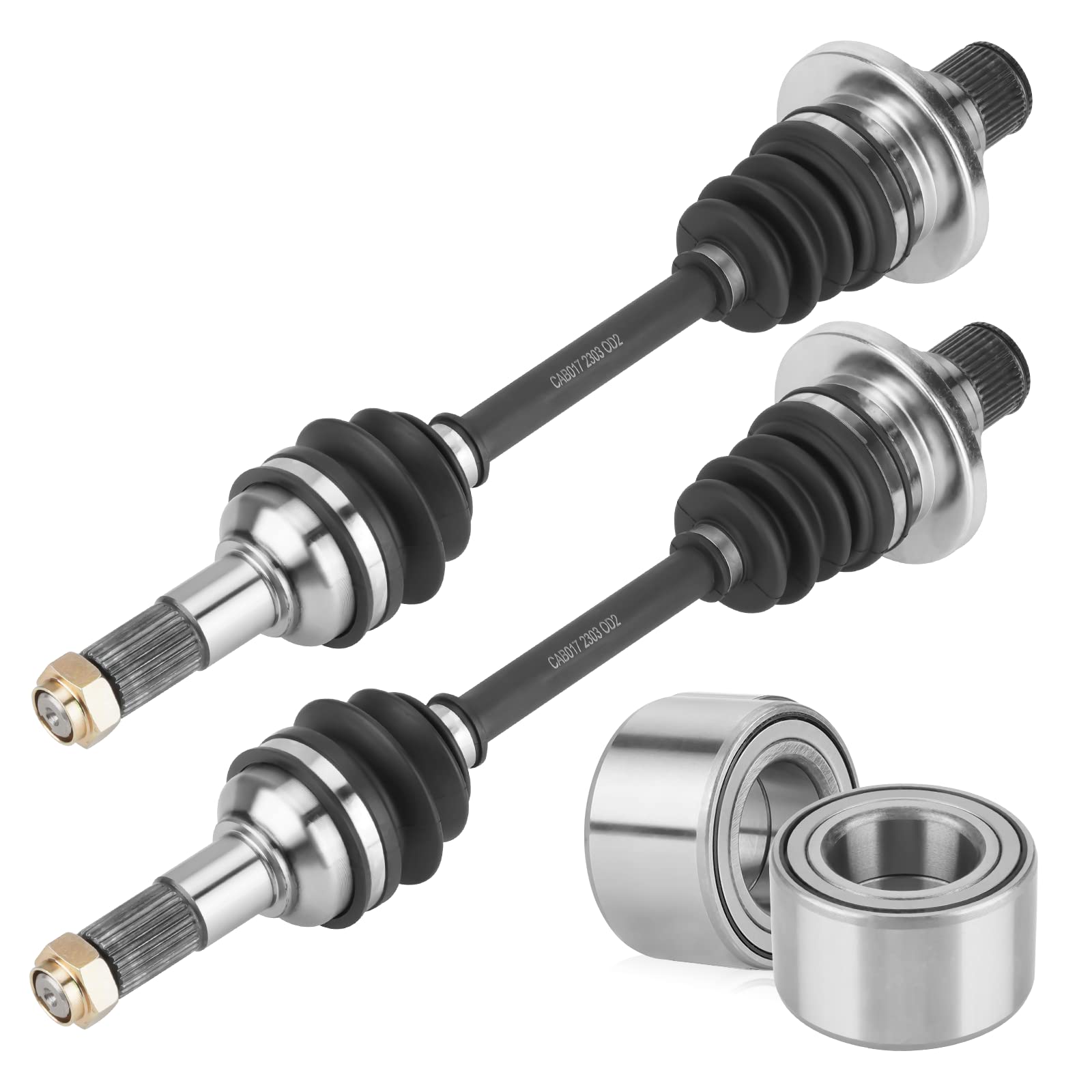 Youxmoto Eje CV trasero izquierdo/derecho para Yamaha Grizzly 660 2003 2004 2005 2006 2007 2008, 4340 Chromoly Steel CV Axle Drive Half Shaft con kit de rodamientos de rueda