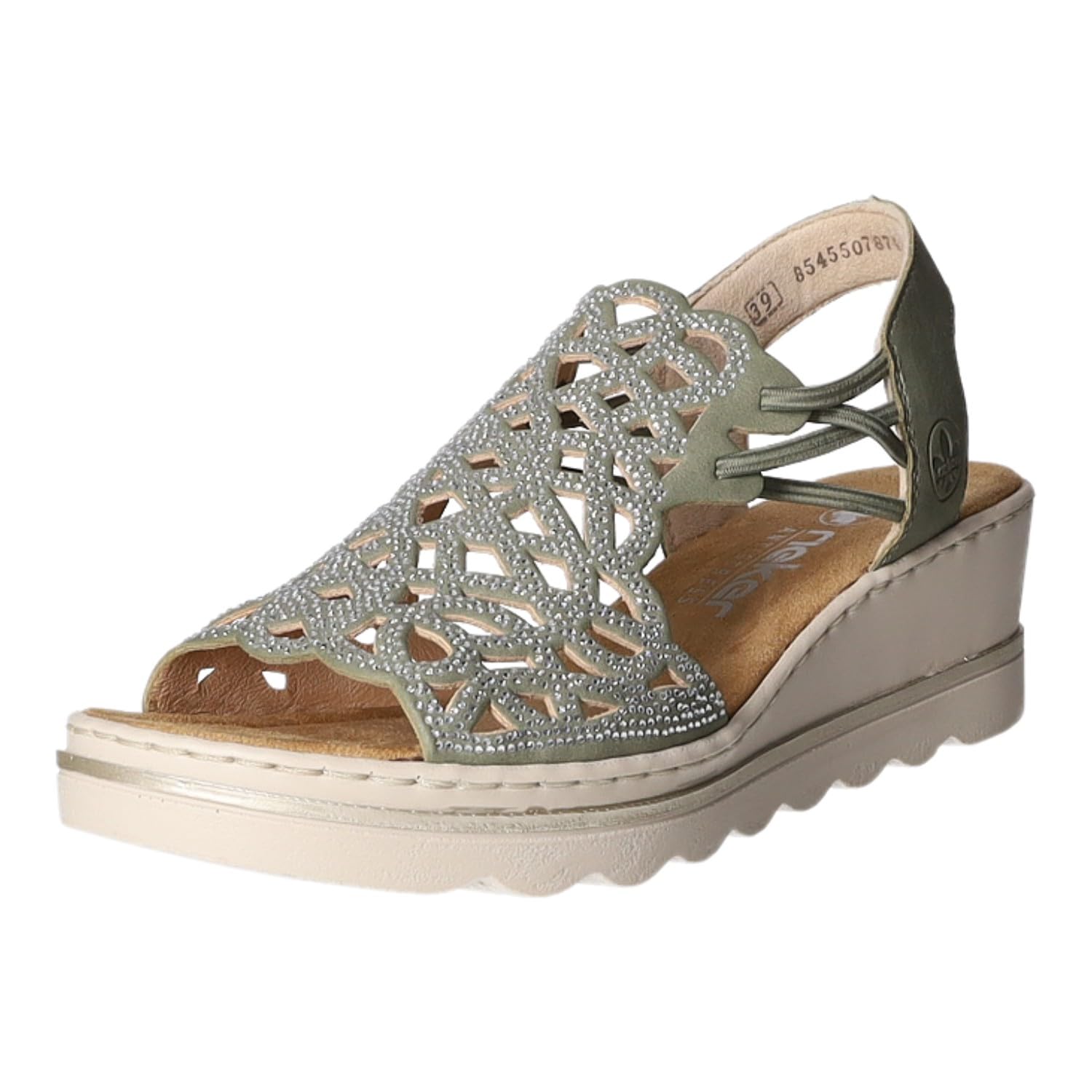 Rieker Women's 67465 Wedge Sandals, Green, 38 EU