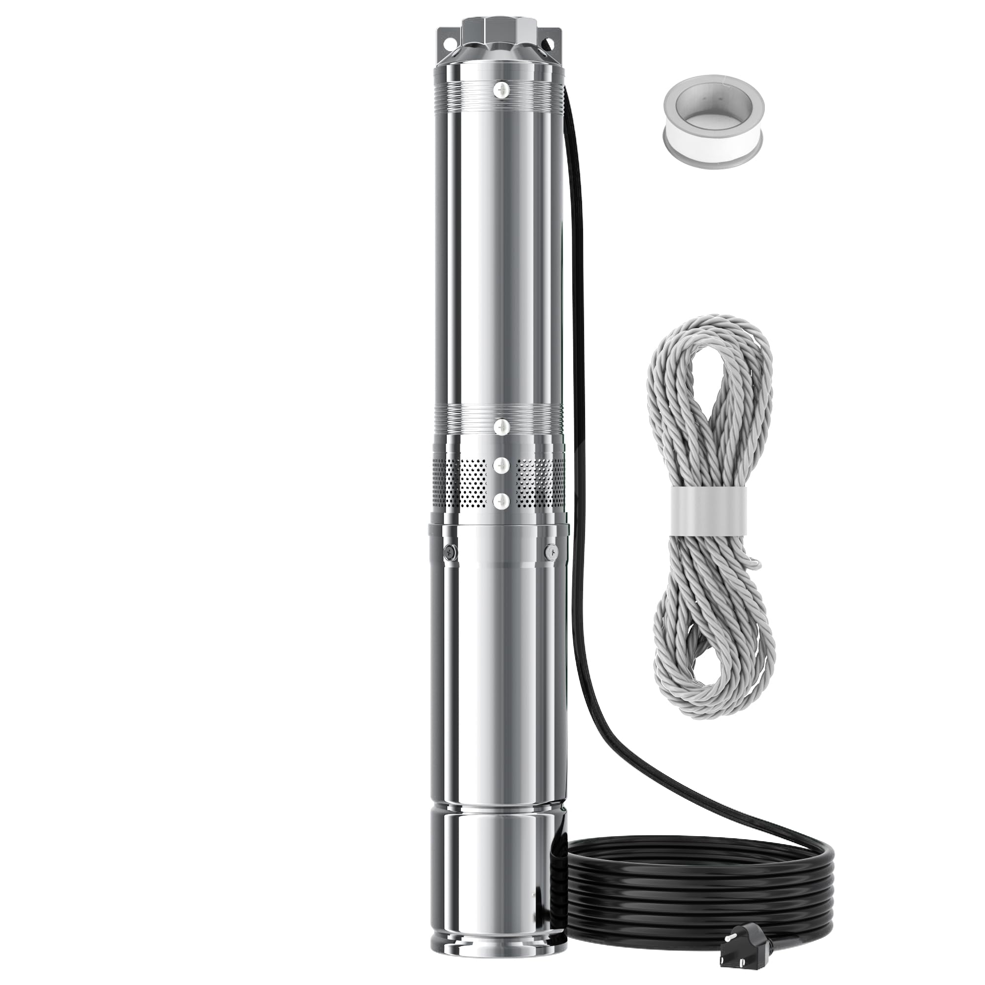 FOTING 750 W Tiefbrunnenpumpe 1 HP Brunnenpumpe 118 L/min Tauchpumpe max. | Förderhöhe 75 m Rohrpumpe 230 V 50 Hz Sandpumpe IP68 für Süßwasserversorgung Bewässerung